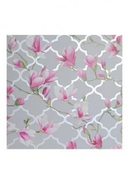 Arthouse Magnolia Trellis Grey & Pink Metallic Wallpaper