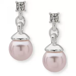 Ladies Anne Klein Silver Plated Pink Pearl Earrings