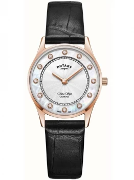 Rotary Ladies Ultra Slim Rose Gold PVD Mother of Pearl & Diamond...