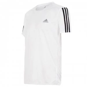 adidas adidas Mens Response Run It 3-Stripes Shirt - White/Black