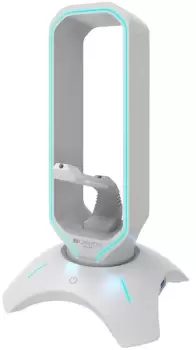 Canyon 3 in 1 Illuminated USB-A Gaming Headset Stand and Mouse Bungee, White