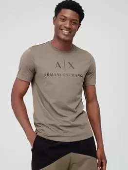 Armani Exchange Logo Print T-Shirt, Dark Khaki, Size XL, Men