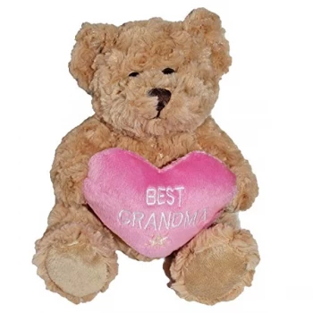 Brown Teddy Bear with Pink Heart - Best Grandma (One Random Supplied)
