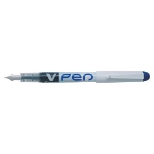 Original Pilot VPen Disposable Fountain Pen Blue Ink Metallic Grey