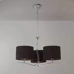 Eve pendant light 3 bulbs E27, polished chrome with round Black lampshade