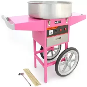 KuKoo Commercial Cotton Candy Floss Machine & Cart / 500 candy - Pink