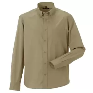 Russell Collection Mens Long Sleeve Classic Twill Shirt (2XL) (Khaki)