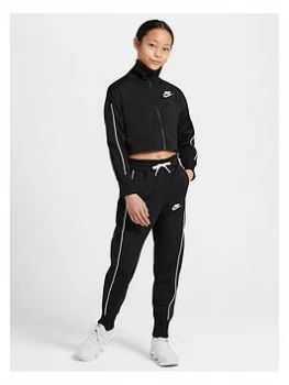 Nike Girls NSW High Waist Tracksuit Set - Black/White, Size L, Women