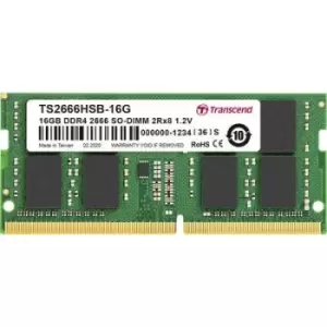 Transcend Laptop RAM card DDR4 16GB 1 x 16GB 2666 MHz 260-pin SO-DIMM CL19 TS2666HSB-16G