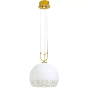 14kolarz - Elegant pendant light LUNA 24 Carat Gold 1 + 1 bulbs, antique lampshade, liberta white