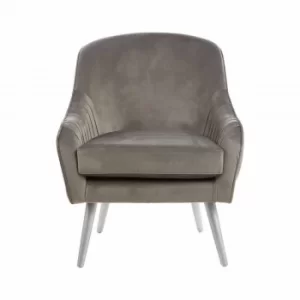 Interiors by PH Velvet Armchair with Silver Finish Wood Legs, Mustard