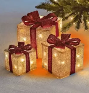 Sentik LED Christmas Parcels Gold (Set of 3)