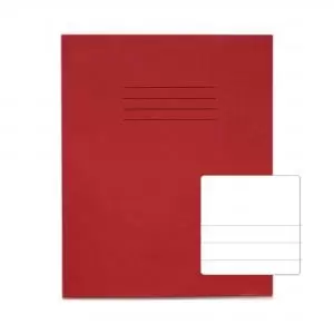 RHINO 8 x 6.5 Exercise Book 32 Pages 16 Leaf Red Top Half Plain and