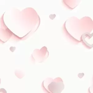 Muriva - 3D Hearts Glitter Wallpaper - Pink - J92603
