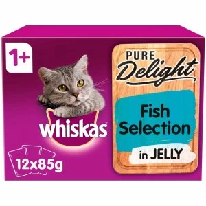 Whiskas 1+ Pure Delight Fish Selection in Jelly Cat Food 12 x 85g