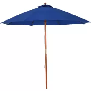 2.5m Wooden Garden Parasol Outdoor Umbrella Canopy w/ Vent Blue - Outsunny