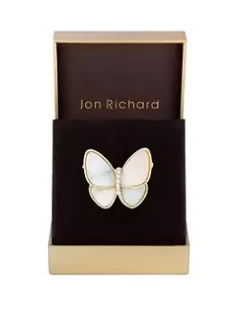 Jon Richard Gold Plated Mother Of Pearl Butterfly Brooch - Gift Boxed