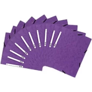 Exacompta Elasticated 3 Flap Folder A4, 400gsm, Purple, 5 Packs of 10