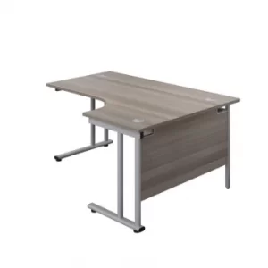 1600 X 1200 Twin Upright Right Hand Radial Desk Grey Oak-Silver