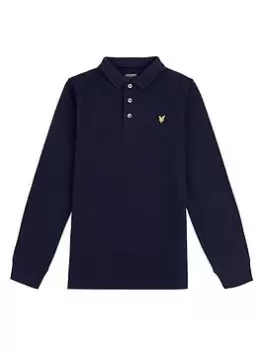 Lyle & Scott Boys Soft Touch Finish Long Sleeve Polo Shirt - Navy, Size 10-11 Years