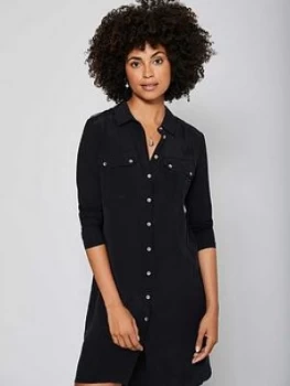 Mint Velvet Black Jersey Sleeve Dress, Black, Size 6, Women