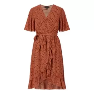Mela London Rust Dash Print Wrap Dress - Orange
