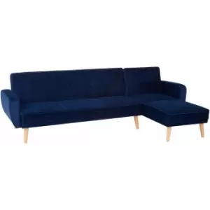3 seater sofas Navy Blue Sofa Beds Velvet Sofa Upholstery Sofa Beds for Adults, Rubberwood Legs Sofa Bed Double , W269 x D151 x H84 - Premier