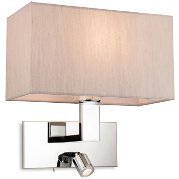 Firstlight - Raffles Wall Lamp with Adjustable Switched Reading Light Chrome with Oyster Shade