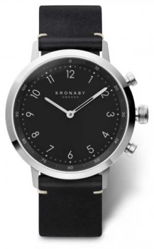 Kronaby 41mm NORD Black Leather Strap Stainless Steel A1000- Watch