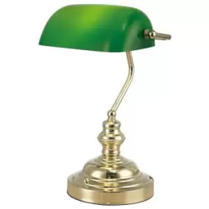 Table lamp Bankers Morgan Polished brass 1 bulb 42cm