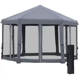 3.2m Pop Up Gazebo Hexagonal Canopy Tent Outdoor w/ Bag Grey - Outsunny
