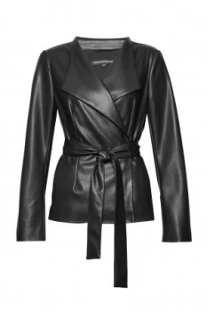 French Connection Margarette Faux Leather Jacket Black