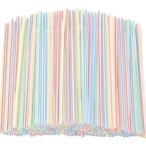 50 Striped Flexi Plastic Straws