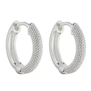 Sterling Silver Textured Finish Creole 13mm Hoop Earrings