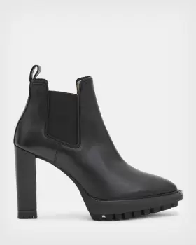 AllSaints Womens Harper Leather Boots, Black, Size: UK 7/US 10/EU 40