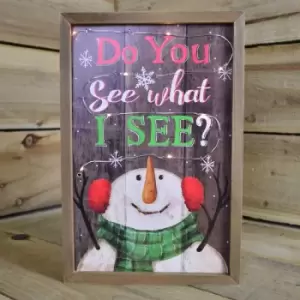 20cm x 30cm Festive Light Up Christmas Snowman Hanging Wall Plaque Decoration