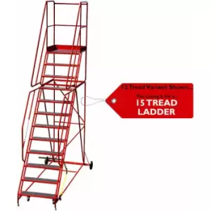 15 Tread HEAVY DUTY Mobile Warehouse Stairs Anti Slip Steps 4.38m Safety Ladder