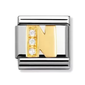 Nomination Classic Gold & CZ Letter N Charm