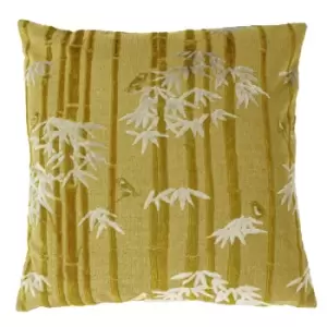 Anji Velvet Jacquard Cushion Gold / 50 x 50cm / Polyester Filled