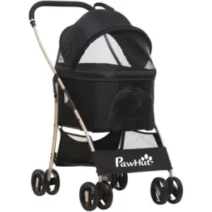 3 In 1 Pet Stroller, Detachable Dog Cat Travel Carriage - Black - Black - Pawhut