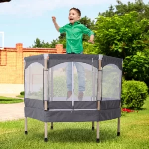 Homcom Kids 50" Outdoor Trampoline w/ Safety Enclosure Net and Spring Pad Grey