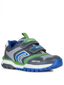 Geox Boys Tuono Strap Trainer - Grey Blue, Size 7 Younger