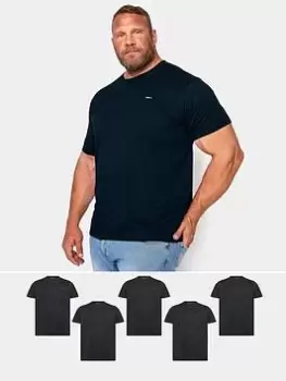 BadRhino Black 5 Pack T-Shirts, Black, Size XL, Men