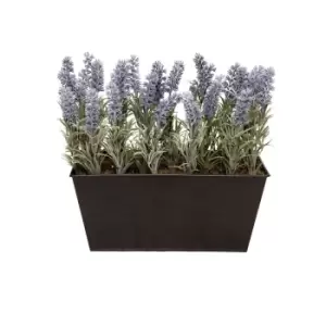 Greenbrokers Artificial Lavender Tin Black Planter Window Box 30Cm/12In