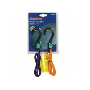 SupaTool Bungee Cord Set With Plastic Hooks (Pack Of 2) (90 x 0.8cm) (Orange/Purple)