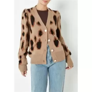 Missguided Leopard Print Button Knit Cardigan - Brown