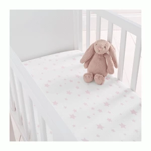 Silentnight Crib Fitted Sheet Pair - Pink Star