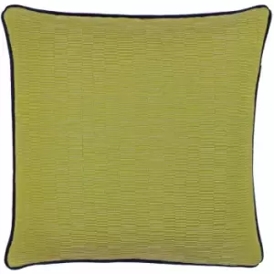 Putney Geometric Stripe Jacquard Weave Piped Cushion Cover, Citrine/Navy, 45 x 45cm - Riva Paoletti
