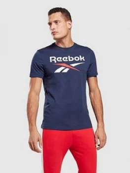 Reebok Big Logo T-Shirt, Navy, Size 2XL, Men