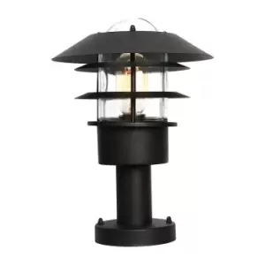 Helsingor 1 Light Outdoor Coastal Pedestal Lantern Black IP44, E27